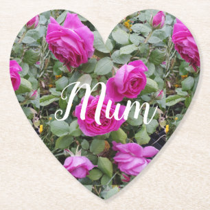 Pretty Pink Vintage Rose Flower Birthday Mum Mouse Paper Coaster