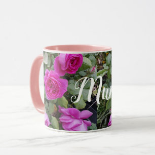 Pretty Pink Vintage Rose Flower Birthday Mum Mug