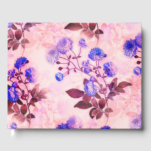 Pretty Pink w/ Purple Floral Print Guest Book
