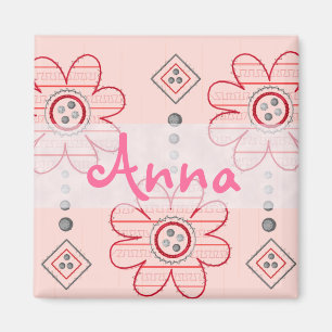 Pretty Pink Wall Flowers Design Magnet