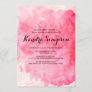 Pretty Pink Watercolor Baby Shower Invitation