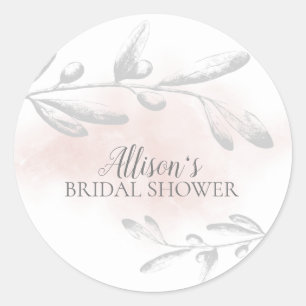 Pretty Pink Watercolor Bridal Shower Envelope Seal