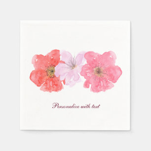 Pretty Pink Watercolor Floral Napkin