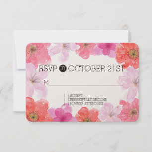 Pretty Pink Watercolor Floral RSVP