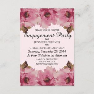 Pretty Pink Watercolor Flowers Pattern Invitation
