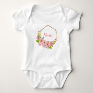 Pretty Pink Watercolor Flowers - Personalized Baby Bodysuit