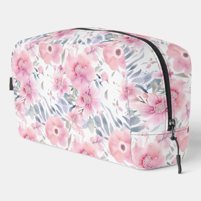 Pretty Pink Watercolor Flowers Print Cut Sew Bag (Right Corner)
