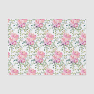 Pretty Pink Watercolor Flowers Tissue Paper