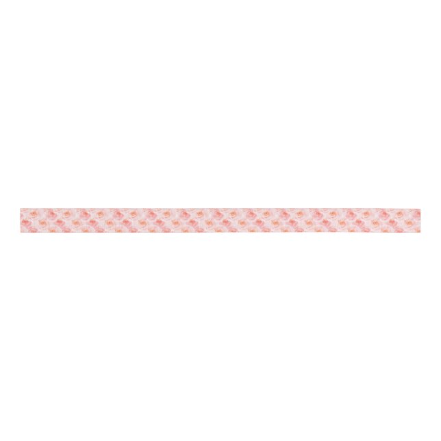 Pretty Pink Watercolor Roses Grosgrain Ribbon (Front)