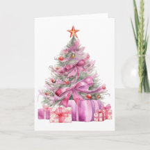 Pretty Pink Watercolor Xmas Tree