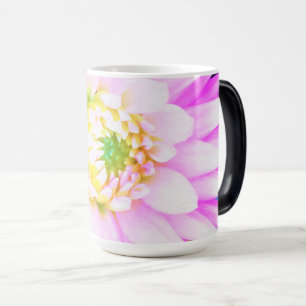 Pretty Pink, White and Yellow Cactus Dahlia Macro Magic Mug