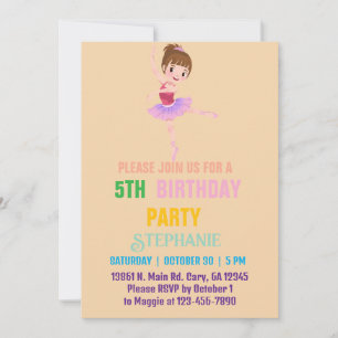  Pretty Pink & White Ballerina Girl Boy birthday  Invitation