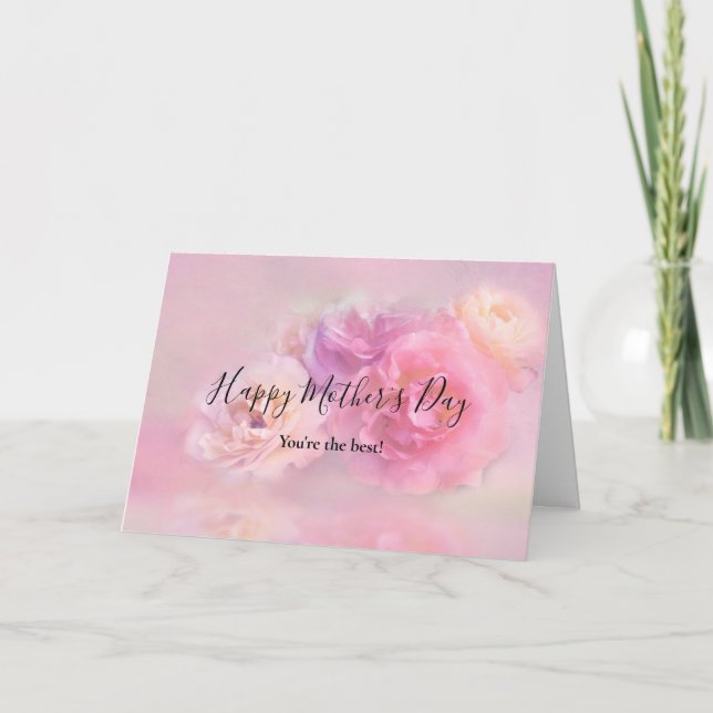 Pretty Pink & White Carnations Photo Mother's Day Card (Front)