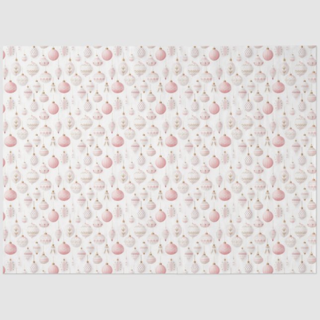 Pretty Pink & White Christmas Ornaments Christmas Tissue Paper (Front)