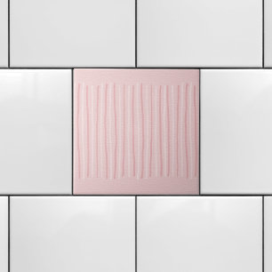Pretty Pink White Dainty Vertical Stripes Tile