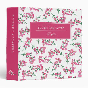 Pretty Pink & White Floral Pattern Binder
