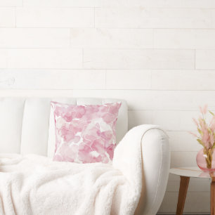 Pretty Pink White Floral Throw Pillow
