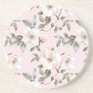 Pretty Pink White Flowers Coaster