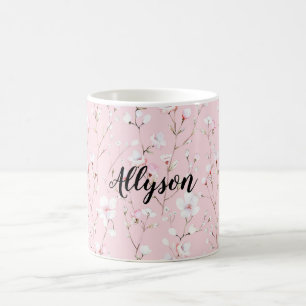 Pretty Pink White Flowers Coffee Mug