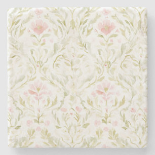 Pretty Pink White Flowers Stone Coaster