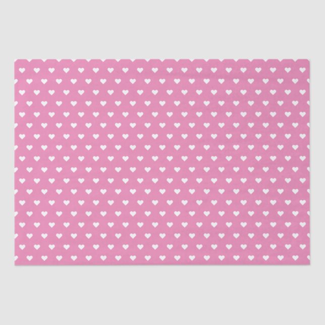 Pretty Pink & White Hearts | Custom Tissue Paper (Front)