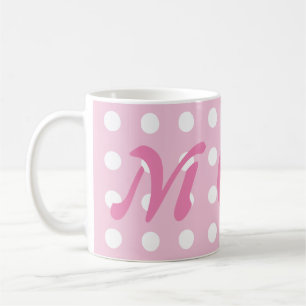 Pretty Pink White Polka Dot Mom Coffee Mug