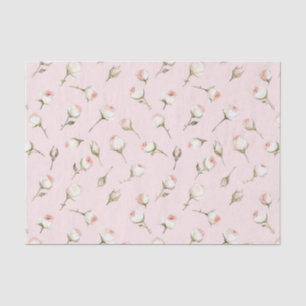 Pretty Pink White Roses Floral Bridal Shower Tissue Paper