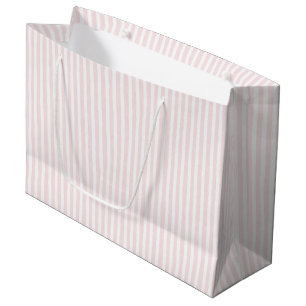 Pretty Pink White Stripes Birthday Large Gift Bag