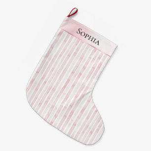 Pretty Pink White Stripes Christmas   Large Christmas Stocking