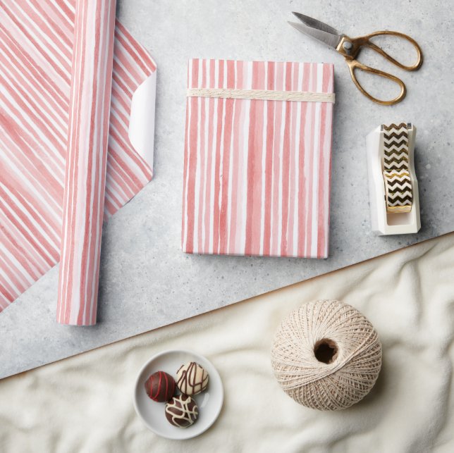 Pretty Pink White Stripes Wrapping Paper (Crafts)