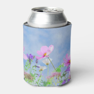 Pretty Pink Wild Flower Meadow Can Cooler