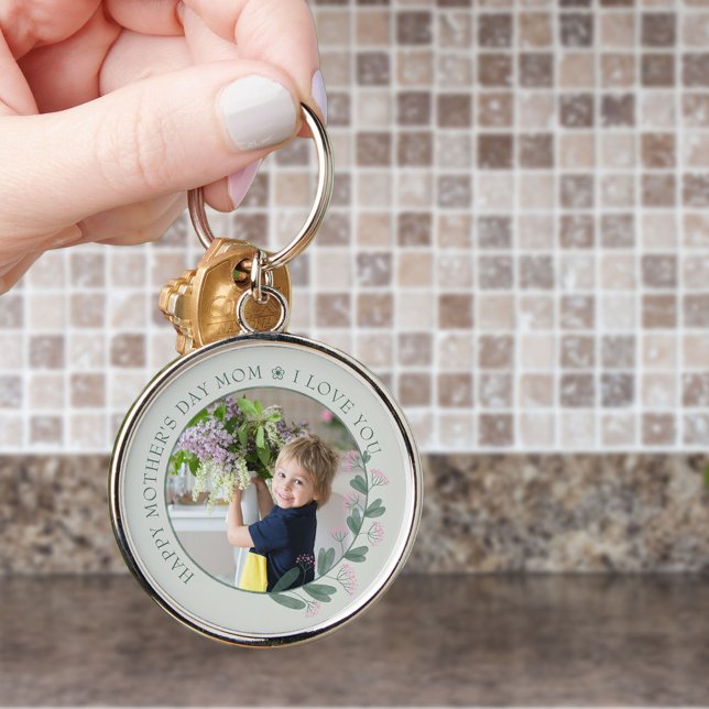 Pretty Pink Wildflower Mother's Day Photo Keychain (Creator Uploaded)