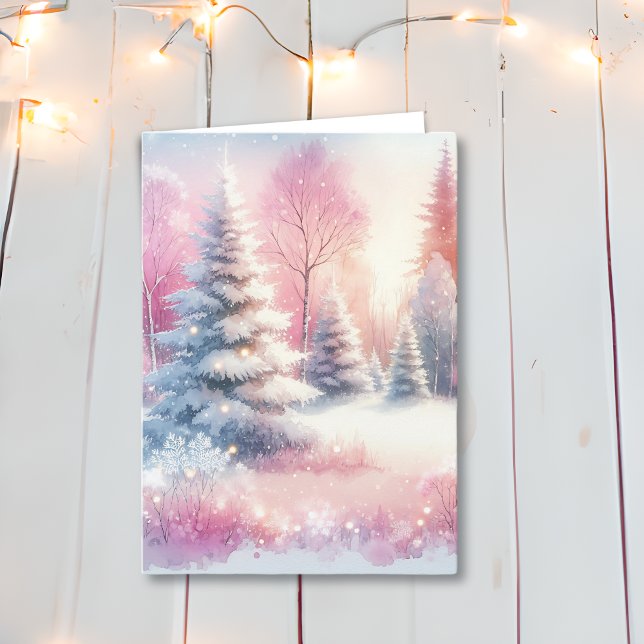 Pretty Pink Winter Wonderland Christmas Card (Creator Uploaded)