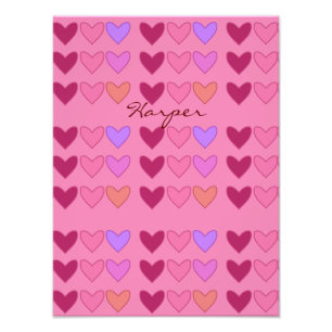 Pretty Pink With Hearts Colorful Girls Photo Print