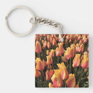 Pretty Pink & Yellow Tulips Keychain