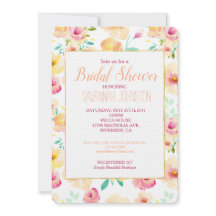 Pretty Pink Yellow Watercolor Flowers