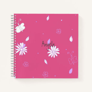 Pretty PinkGirlySummerSquare Notebook Customizable