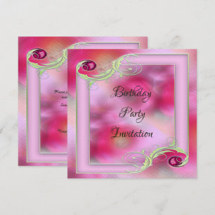 Pretty Pinks Decorative French Frame Invitation