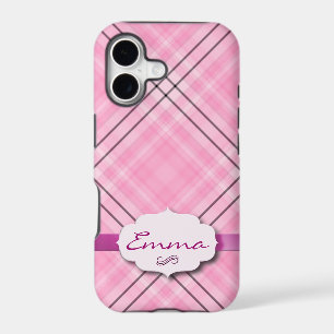 Pretty Plaid Pink with name tag