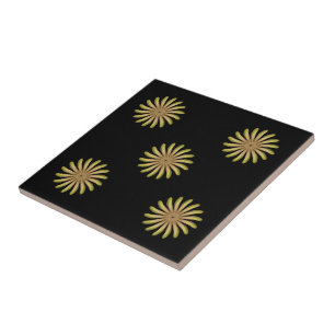 Pretty Plant Flower With Earth Tone Curvy Petals Tile