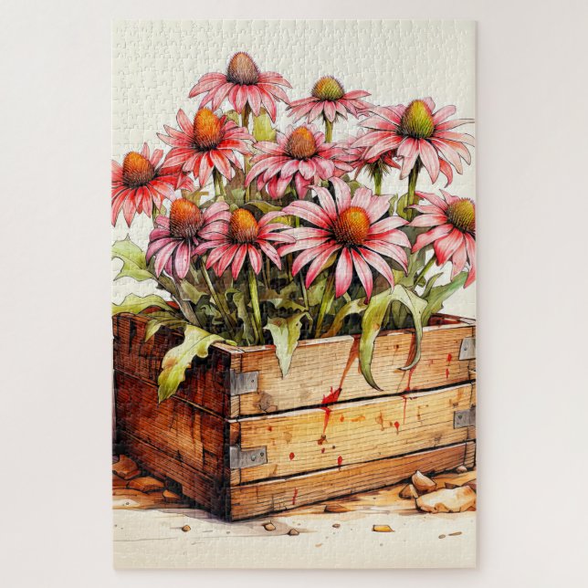 Pretty Planted Aster Flowers Jigsaw Puzzle (Vertical)