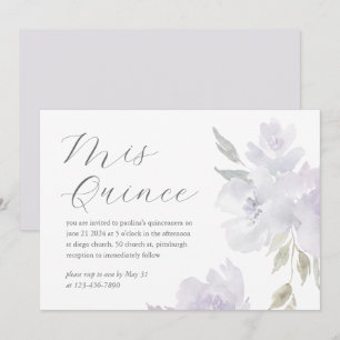 Pretty Plum Floral 15 Years Birthday Quinceañera Invitation