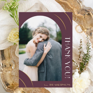 Pretty Plum Photo Wedding Thank You Card