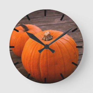 Pretty Plump Pumpkins Round Clock