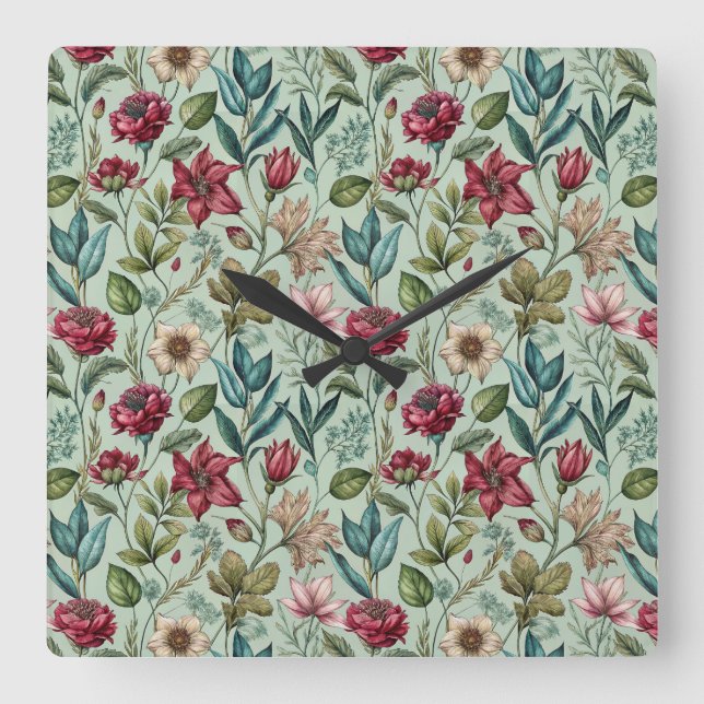 Pretty Poison Petals Square Wall Clock (Front)