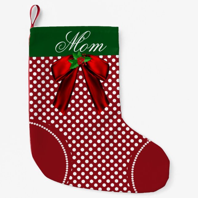 Pretty Polka Dot Custom Christmas Stocking (Front)