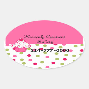 Pretty Polka Dots and Cupcake Bakery Box Stickers