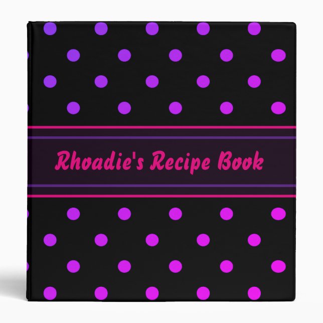Pretty Polka Dots Recipe Book Binder (Front)