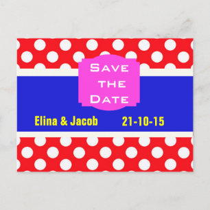 Pretty Polka Dots Save the Date Postcard (red)