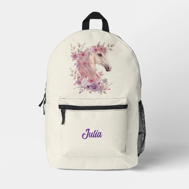 Pretty Ponies and Petals Horse Backpack for Girls (Front)